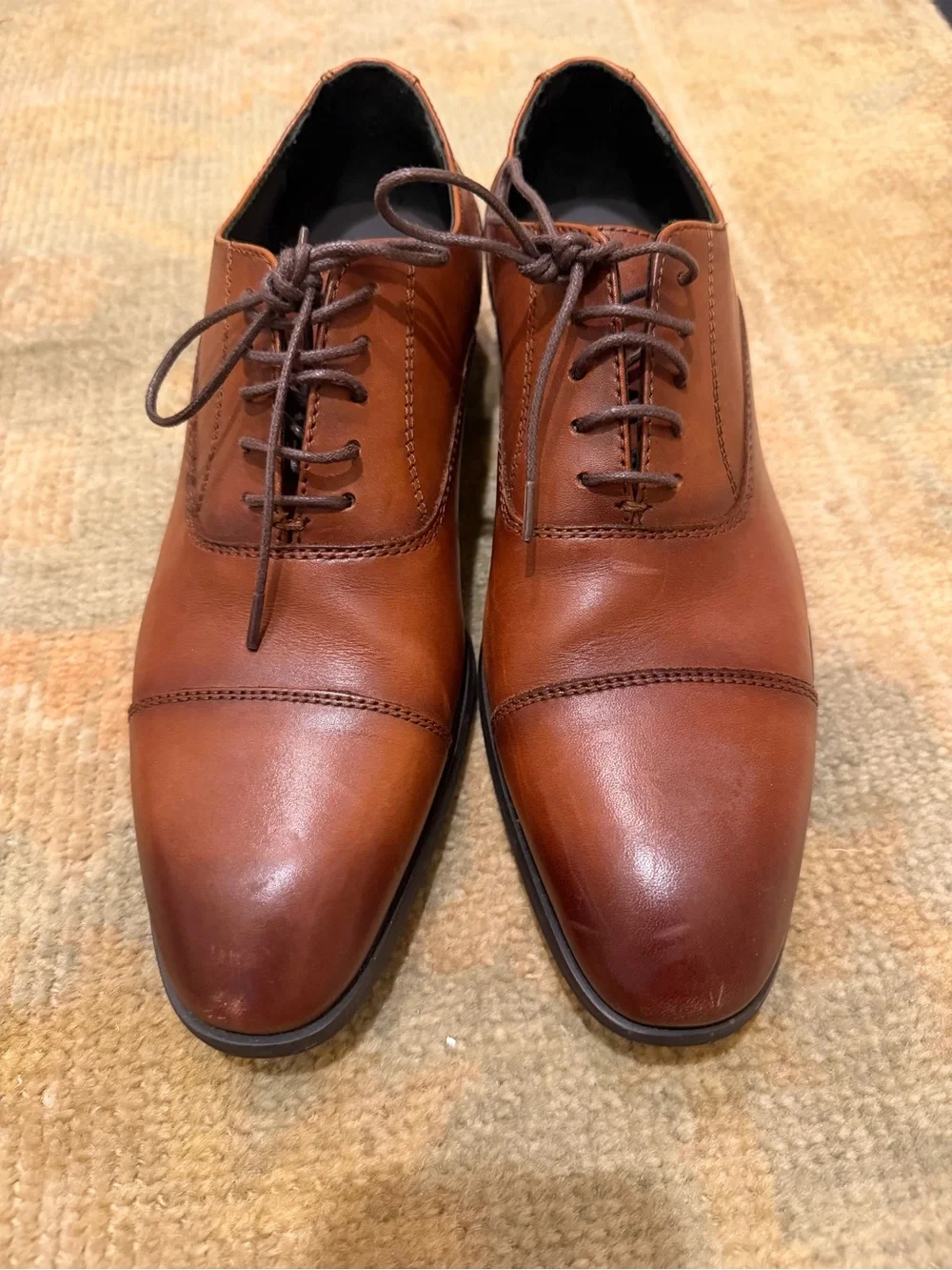 Vittorio Russo size 8 Men's Cap-Toe Oxford Dress Shoes in Camel Tan Brown